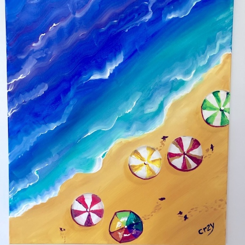 Bright light original acrylic painting by crazy mural lady. cRZY. 24 x 30